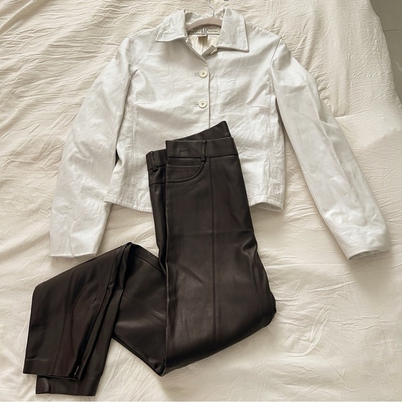 GAP white Genuine Leather Jacket LARGE - Picture 10 of 10